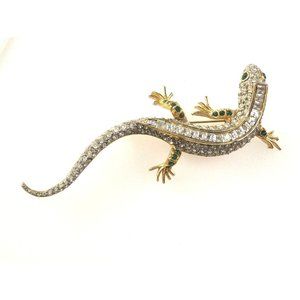 Signed Maresco Crystal Figural Salamander Brooch